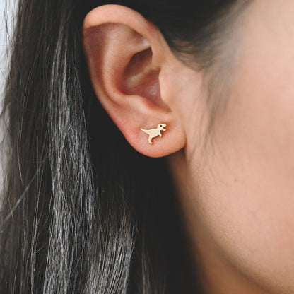 10pcs Gold/ Silver Brushed Dinosaur Earrings 8x9mm, Tiny Stud Earrings (GB-4082)