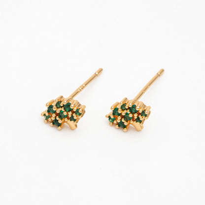 10pcs CZ Pave Gold Fruits and Vegetables Ear Posts, Gold Plated Brass Stud Earrings, Minimalist Summer Earrings (GB-3854)