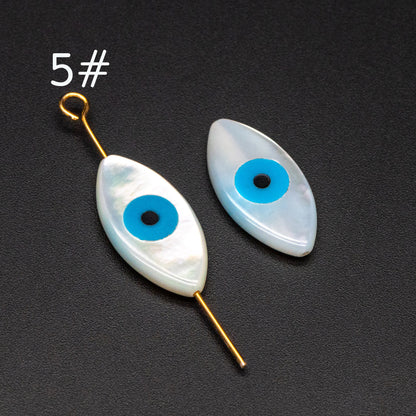 10pcs Mother of Pearl Eye Beads, White MOP Shell Evil Eyes Beads (V1383)