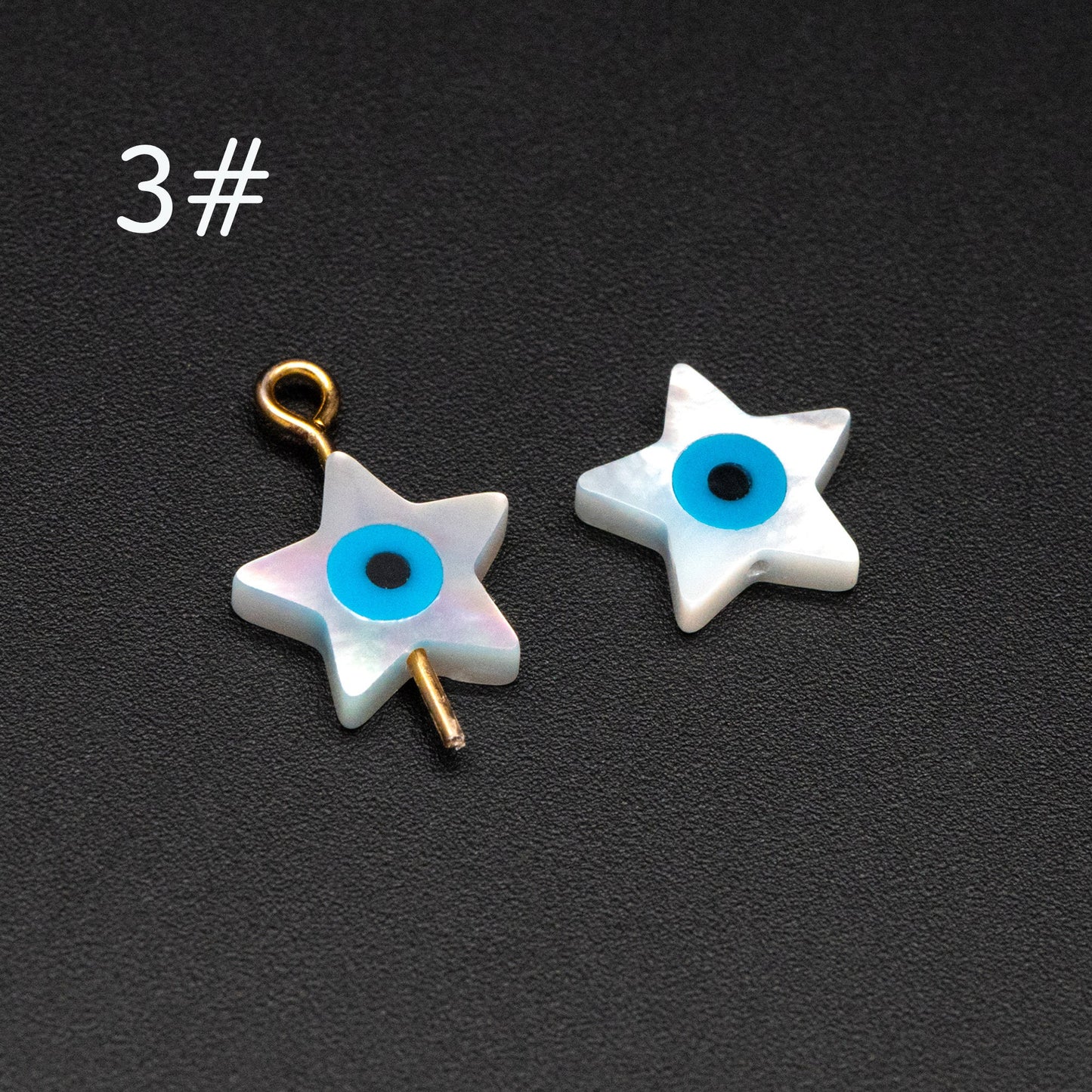 10pcs Mother of Pearl Eye Beads, White MOP Shell Evil Eyes Beads (V1383)