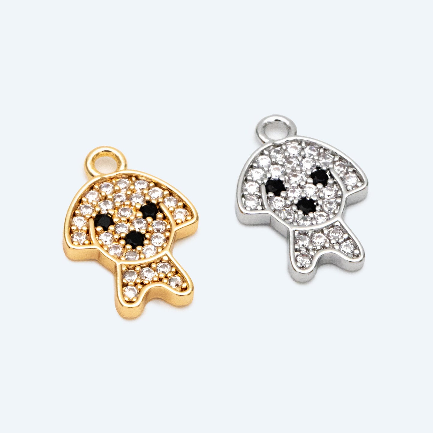 4pcs CZ Pave Gold/ Silver Dog Charms, Tiny Dog Charms, Jewelry Making, Diy Material, Jewelry Supplies (GB-2074-B)