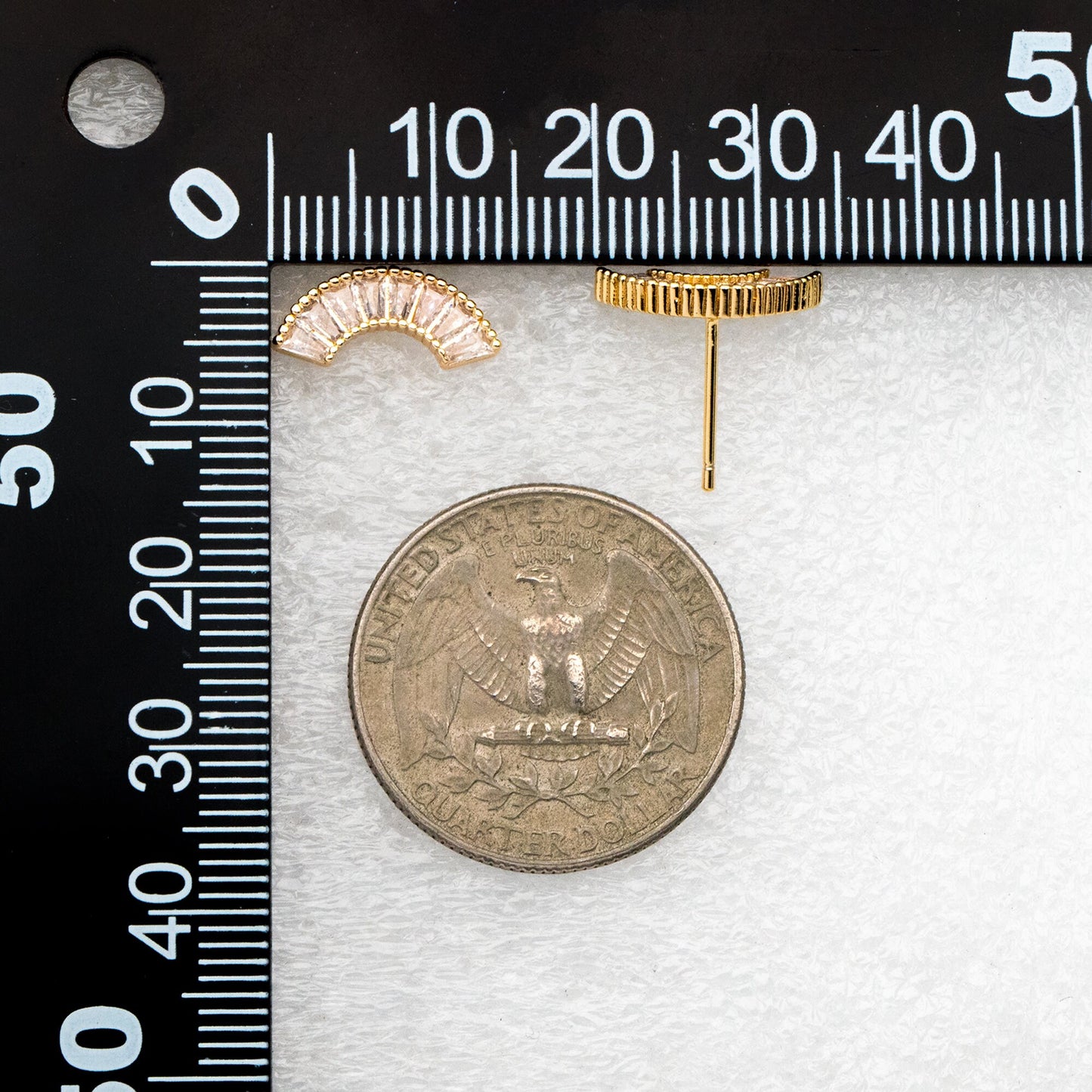 4pcs CZ Pave Gold Arch Rainbow Earrings, Real Gold Plated Arch Stud Earrings (#GB-4136)