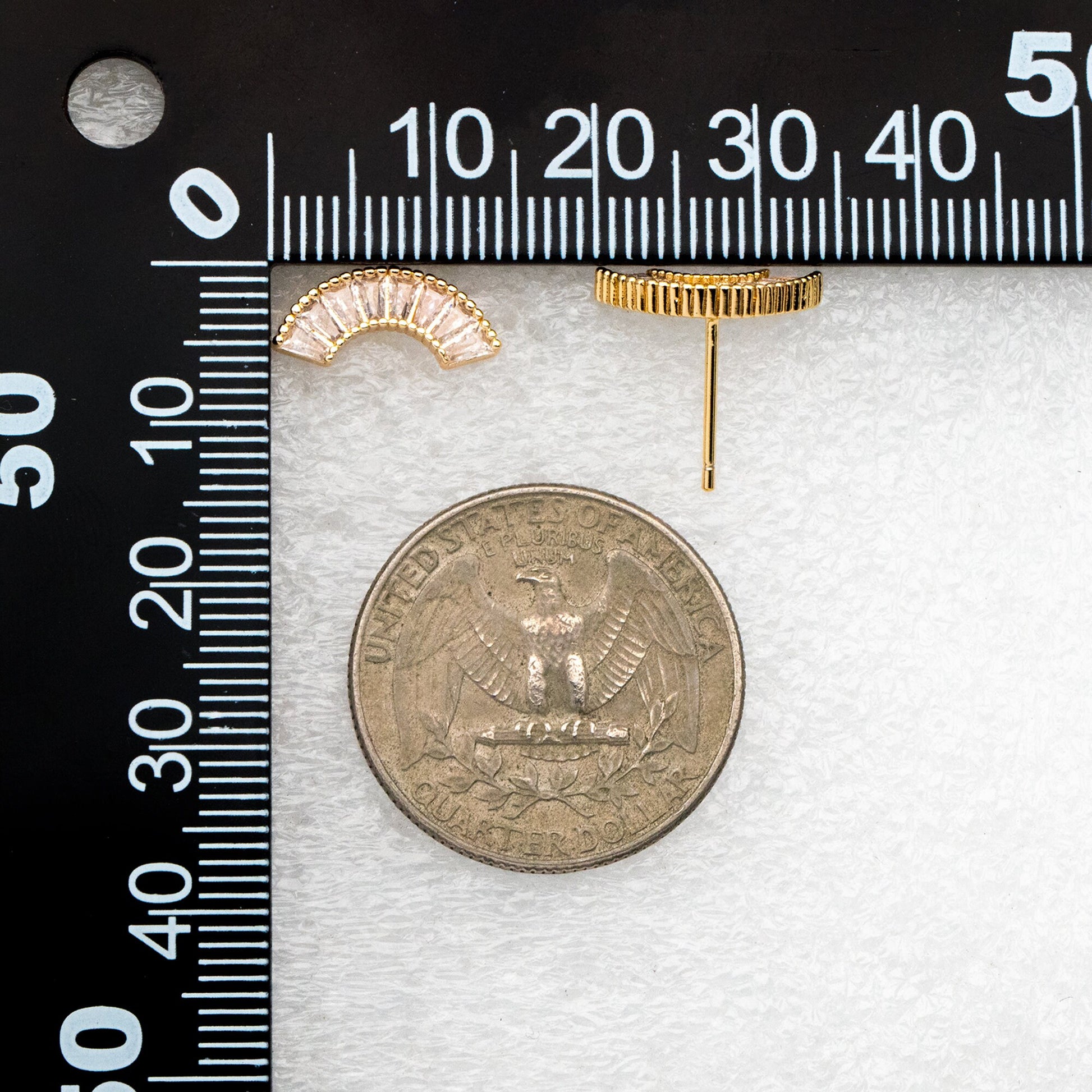 4pcs CZ Pave Gold Arch Rainbow Earrings, Real Gold Plated Arch Stud Earrings (#GB-4136)