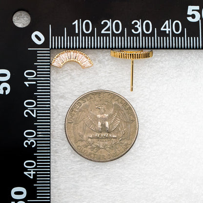 4pcs CZ Pave Gold Arch Rainbow Earrings, Real Gold Plated Arch Stud Earrings (#GB-4136)