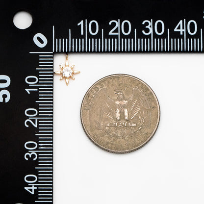10pcs CZ Pave Gold North Star Charms 10x8mm, 18K Gold plated Brass Mini Star Pendant (GB-924-B)