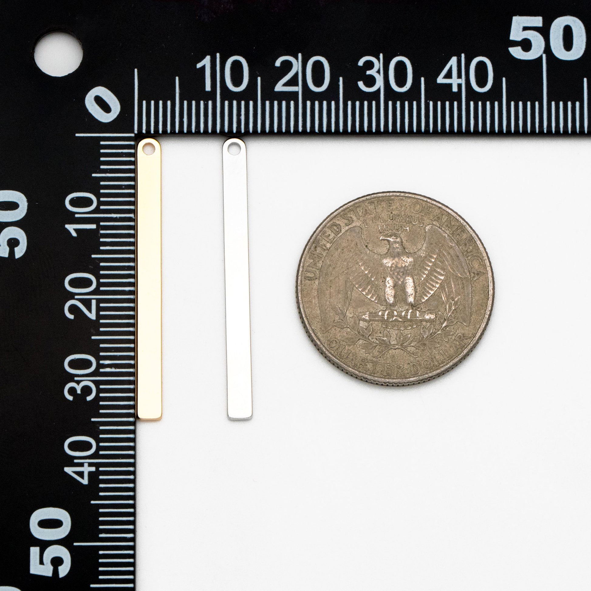 10pcs Gold/ Silver Long Bar Charms, Real Gold/ Rhodium plated Brass Rectangle Bar Pendant (GB-4139)