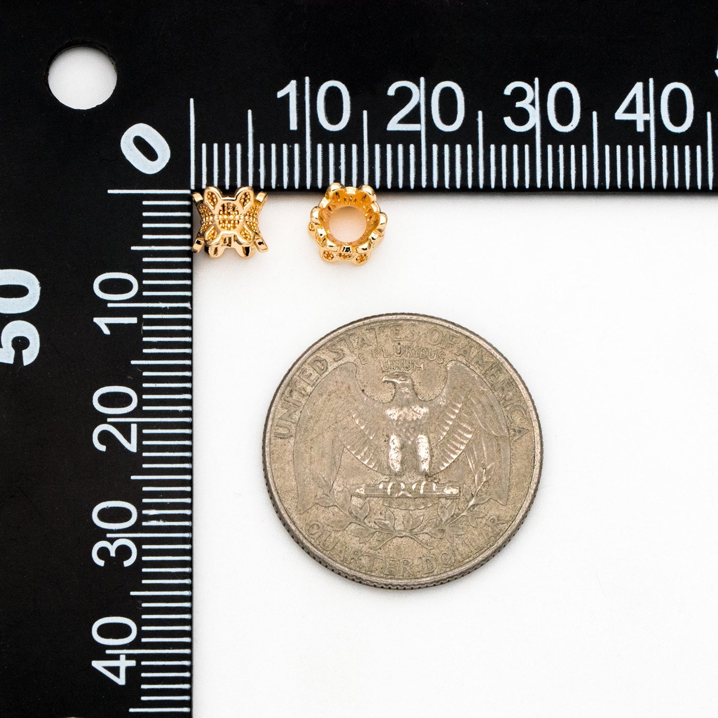 10pcs Gold Flower Spacer Beads 6mm, Gold plated Brass, Bracelet Necklace Findings Components (GB-4142)