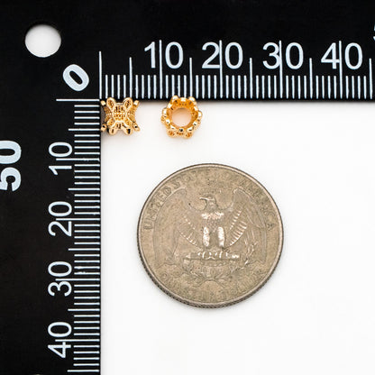 10pcs Gold Flower Spacer Beads 6mm, Gold plated Brass, Bracelet Necklace Findings Components (GB-4142)