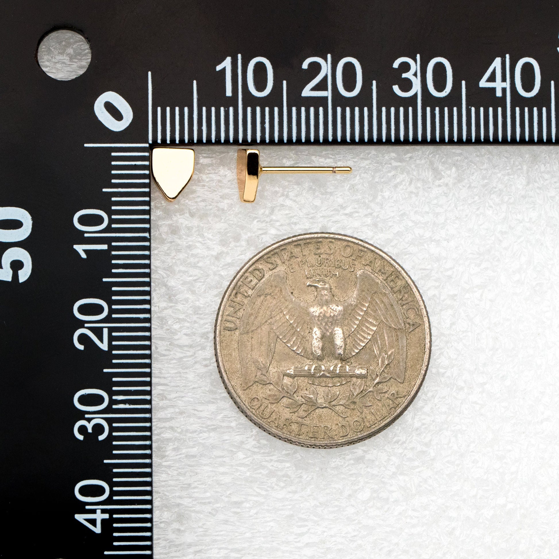 10pcs Gold Shield Earrings 6X5mm, Real Gold Plated Brass Minimalist Earring Studs (GB-4146)