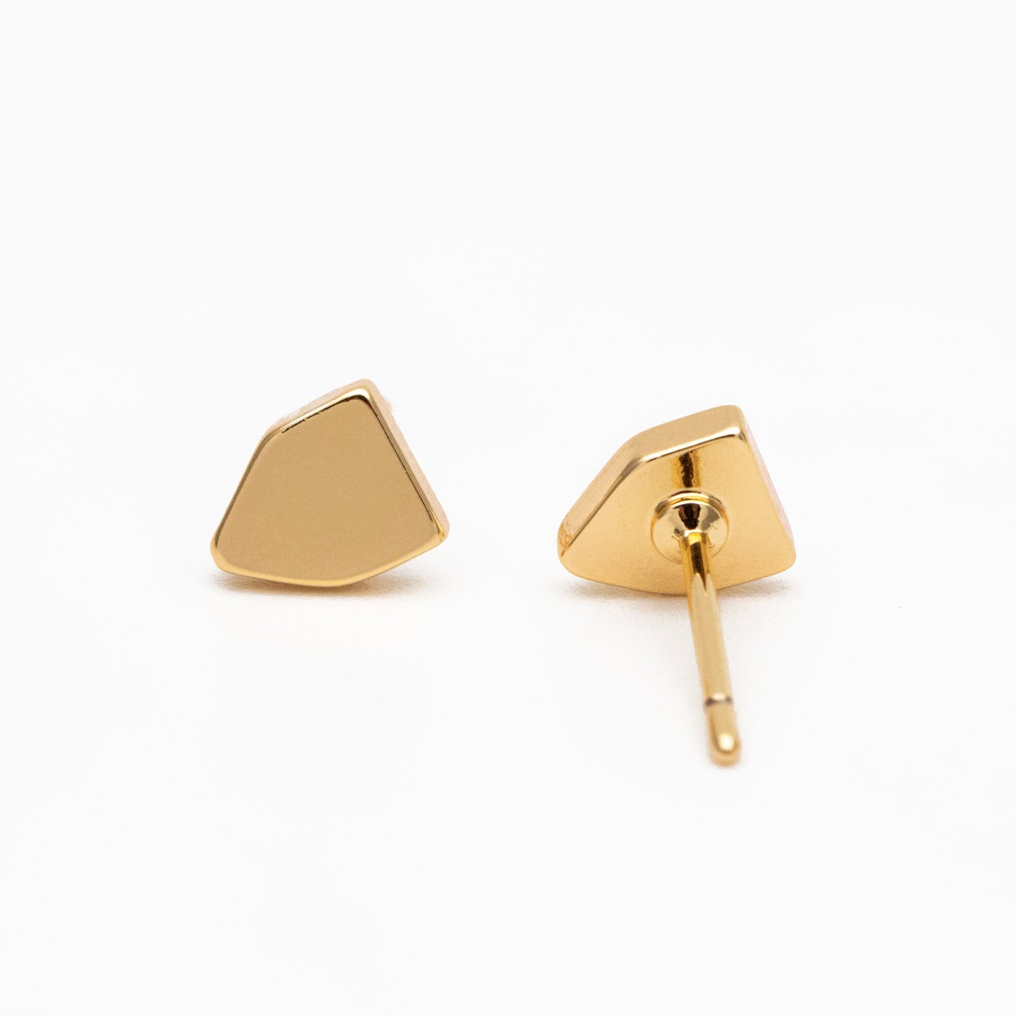 10pcs Gold Shield Earrings 6X5mm, Real Gold Plated Brass Minimalist Earring Studs (GB-4146)