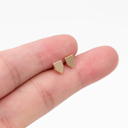 10pcs Gold Shield Earrings 6X5mm, Real Gold Plated Brass Minimalist Earring Studs (GB-4146)