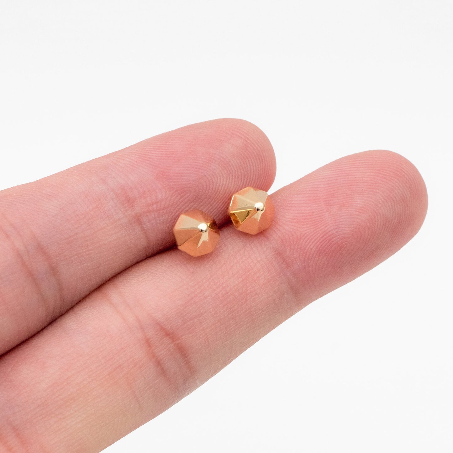 10pcs Gold Cone Minimalist Earrings 6mm, Real Gold Plated Brass Geometric Earring Studs (GB-4147)