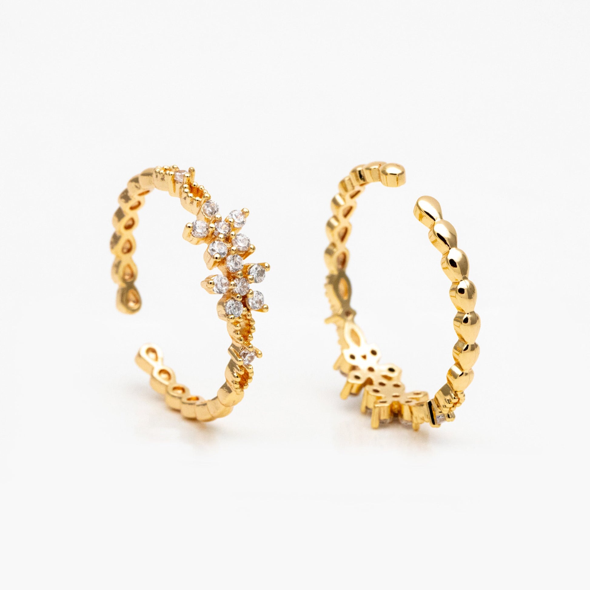 4pcs CZ Pave Flower Ring, Modern Style Ring, Fashion Rings, Dainty Rings, Adjustable Ring (#GB-4114)