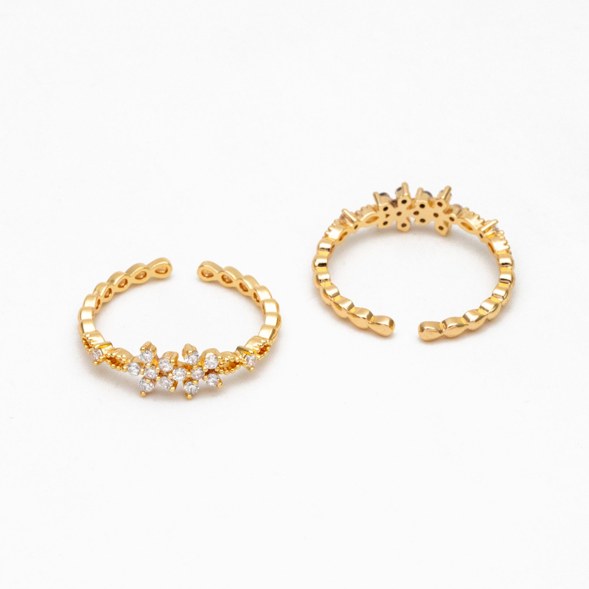 4pcs CZ Pave Flower Ring, Modern Style Ring, Fashion Rings, Dainty Rings, Adjustable Ring (#GB-4114)