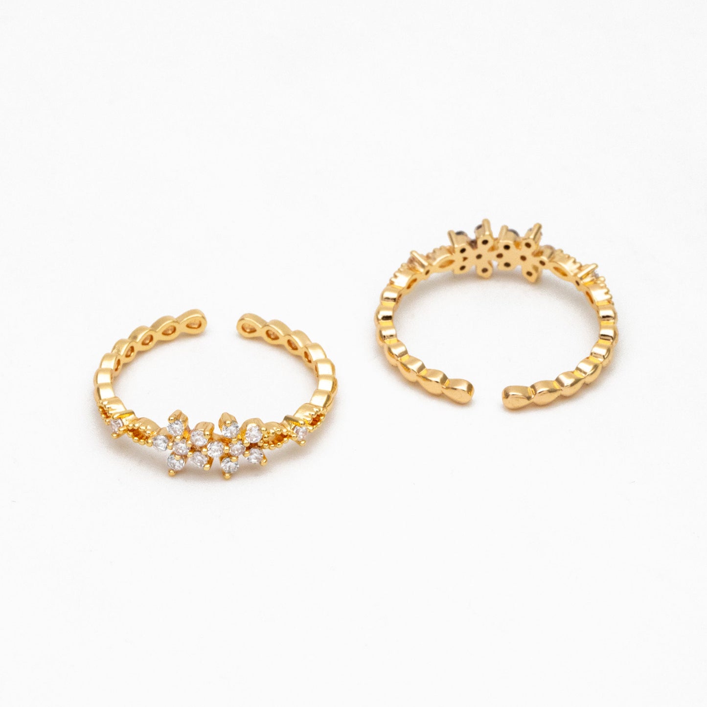 4pcs CZ Pave Flower Ring, Modern Style Ring, Fashion Rings, Dainty Rings, Adjustable Ring (#GB-4114)