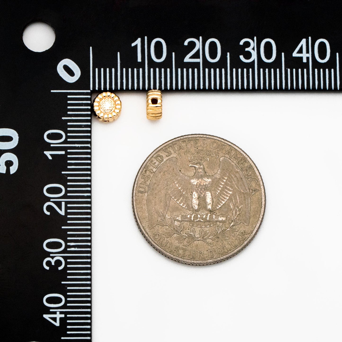 10pcs Gold Sun Flower Spacer Beads 6mm, Real Gold plated Brass Spacer Beads (GB-4120)