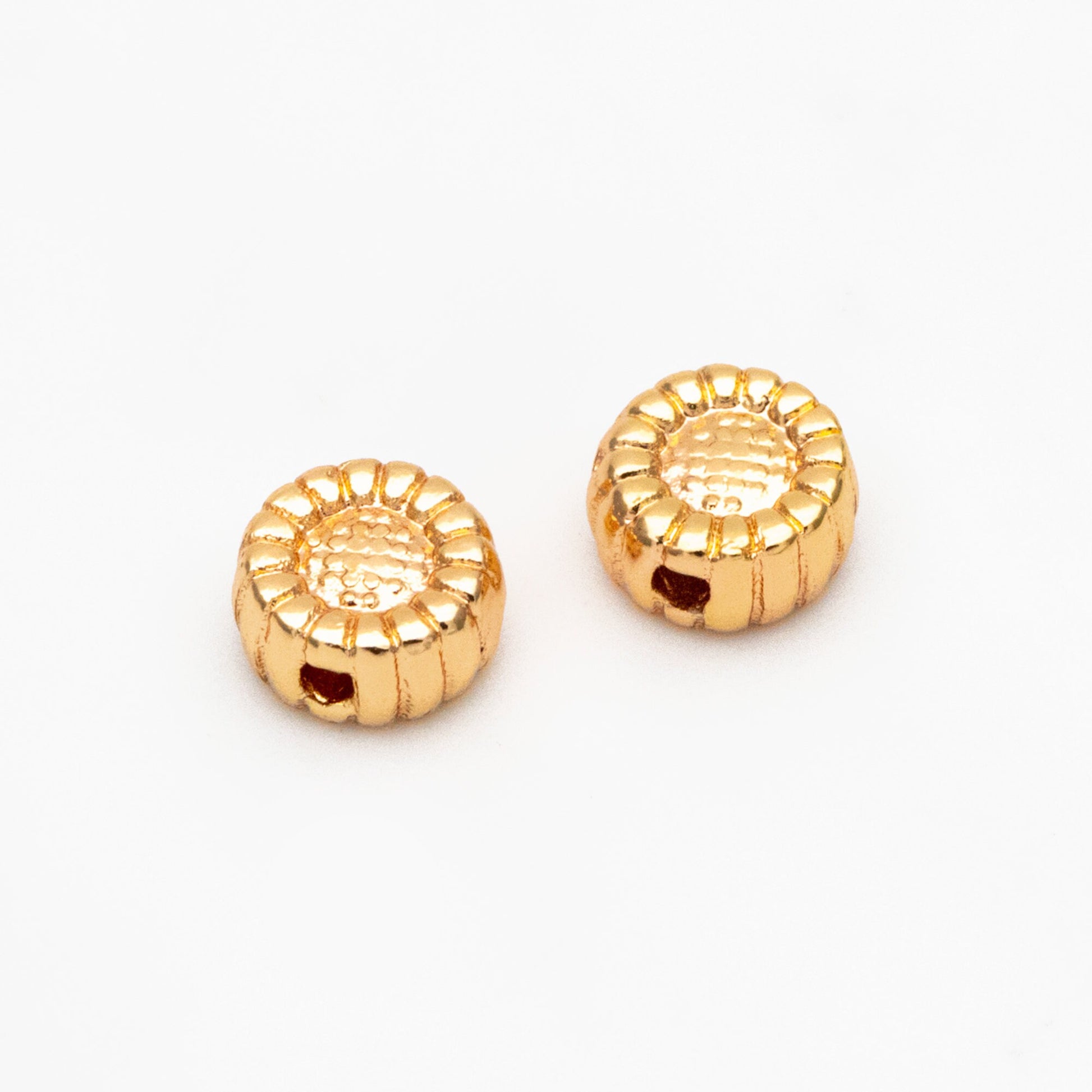 10pcs Gold Sun Flower Spacer Beads 6mm, Real Gold plated Brass Spacer Beads (GB-4120)