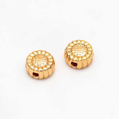10pcs Gold Sun Flower Spacer Beads 6mm, Real Gold plated Brass Spacer Beads (GB-4120)