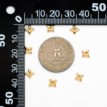 10pcs Gold/ Silver Star Spacer Beads, Gold/ Rhodium plated Brass, Cross Star Beads (GB-4121)