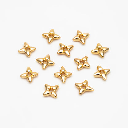 10pcs Gold/ Silver Star Spacer Beads, Gold/ Rhodium plated Brass, Cross Star Beads (GB-4121)