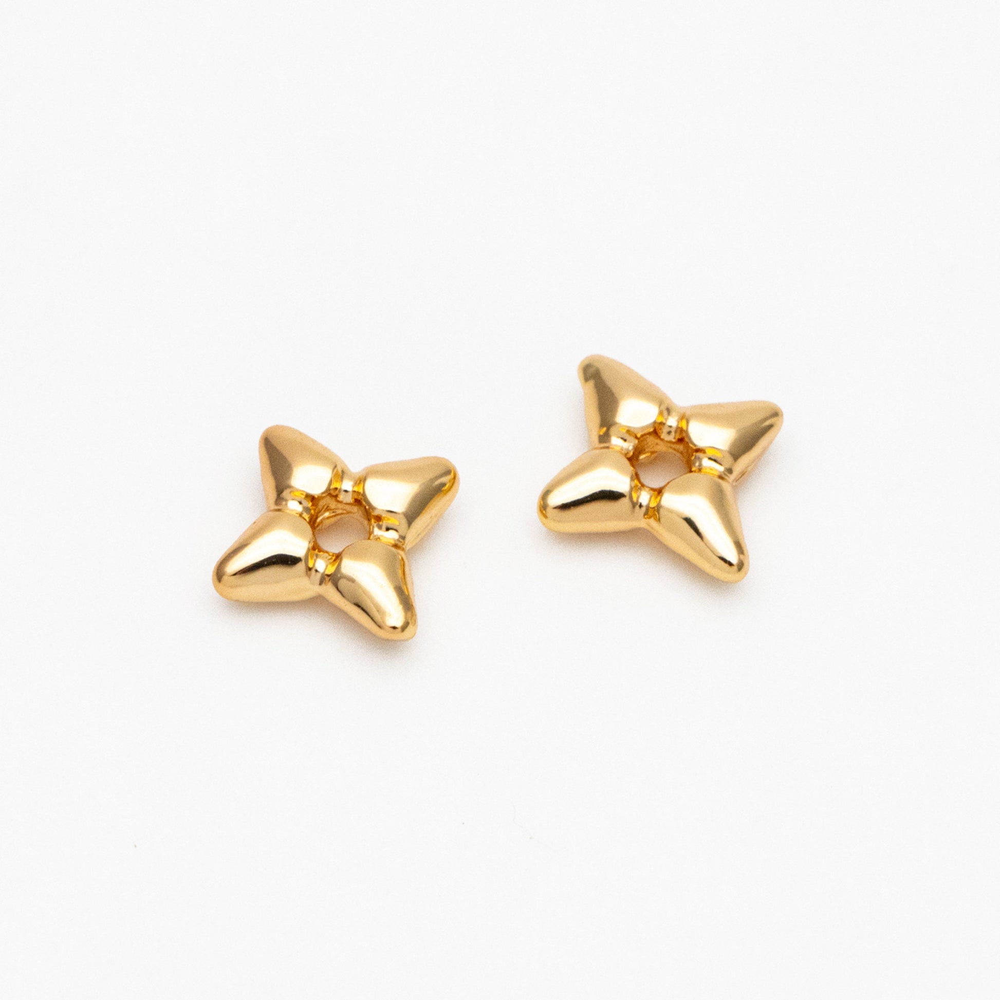 10pcs Gold/ Silver Star Spacer Beads, Gold/ Rhodium plated Brass, Cross Star Beads (GB-4121)