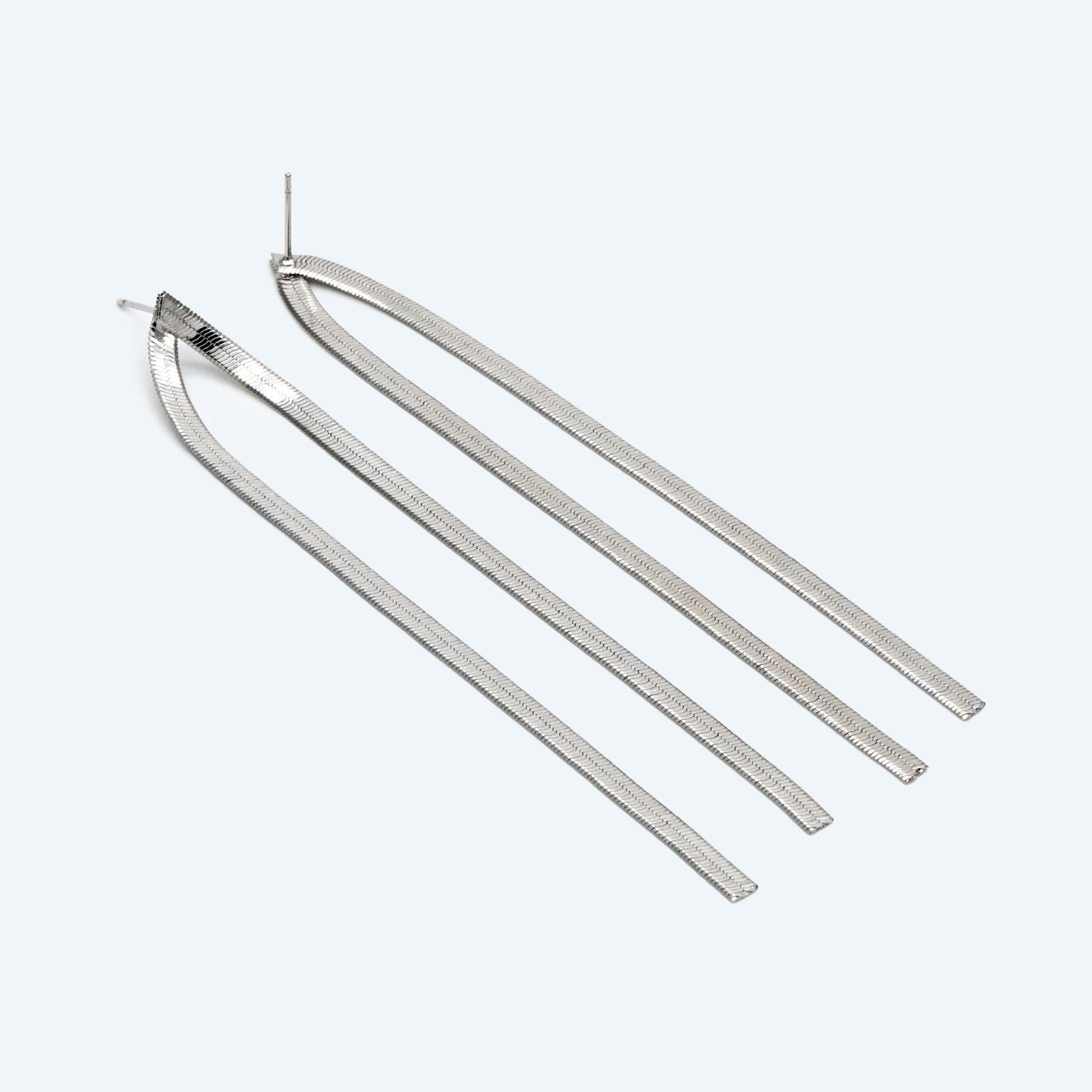 4pcs Gold/ Silver Snake Chain Earrings, Tassel Stud Earring, Dangling Earrings, Simple Long Earrings, Minimalist Earrings (GB-2809)