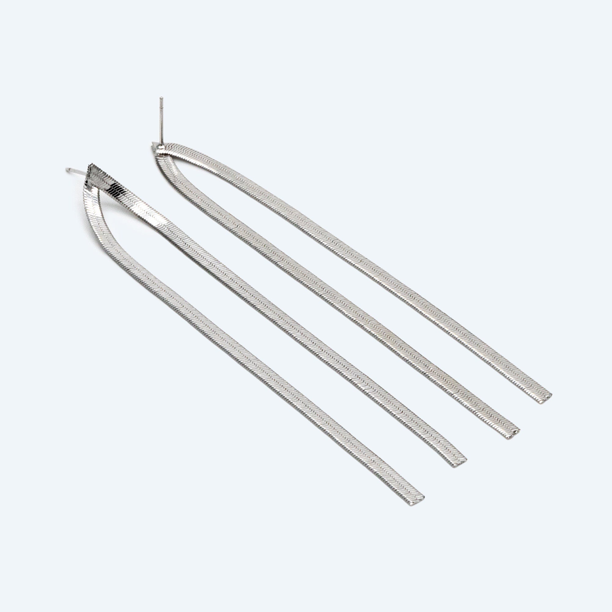 4pcs Gold/ Silver Snake Chain Earrings, Tassel Stud Earring, Dangling Earrings, Simple Long Earrings, Minimalist Earrings (GB-2809)