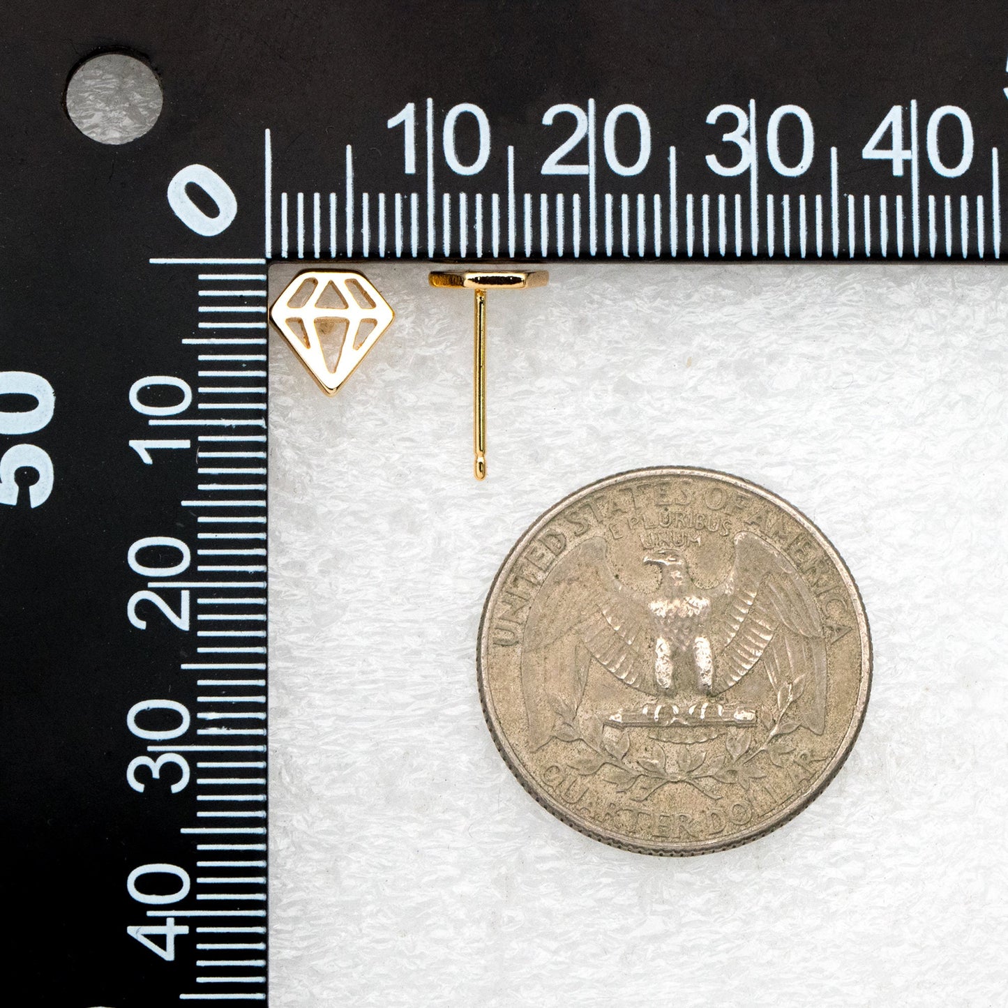 10pcs Gold Diamond Shape Earrings 8mm, Gold plated Brass Minimalist Earring Stud (#GB-4150)