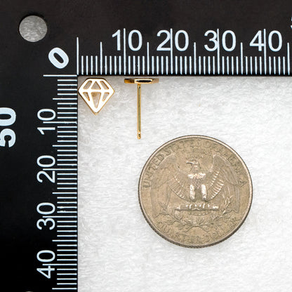 10pcs Gold Diamond Shape Earrings 8mm, Gold plated Brass Minimalist Earring Stud (#GB-4150)