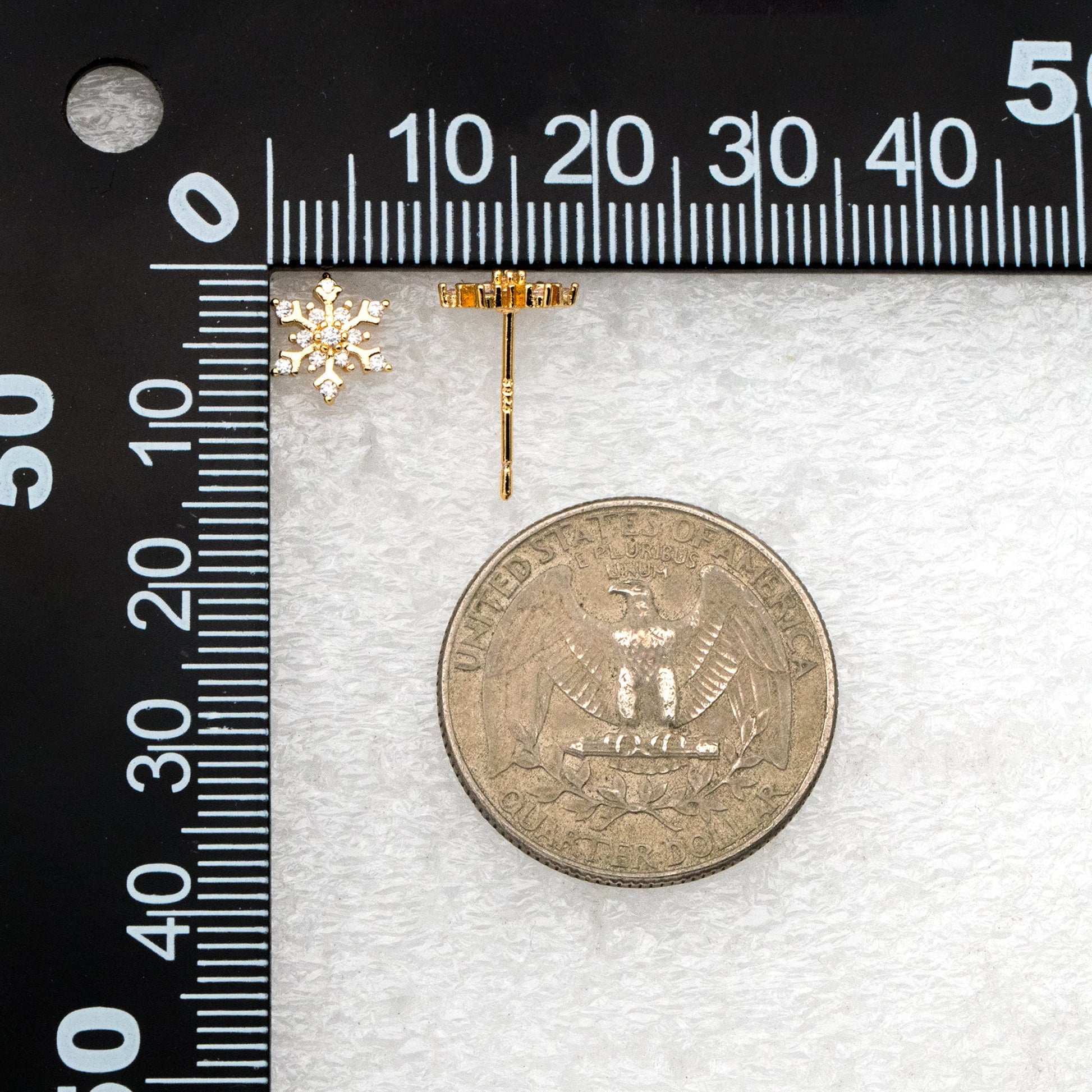 10pcs CZ Pave Gold/ Silver Snowflake Earrings, Gold/ Rhodium plated Brass, Dainty Christmas Earrings (GB-4151)