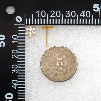 10pcs CZ Pave Gold/ Silver Snowflake Earrings, Gold/ Rhodium plated Brass, Dainty Christmas Earrings (GB-4151)