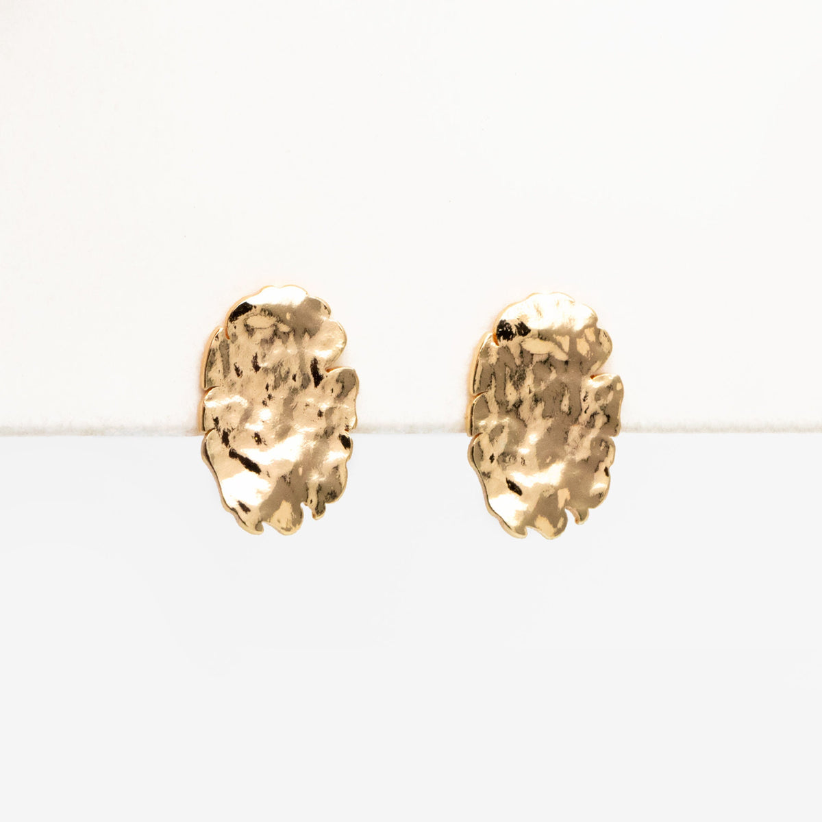 10pcs Gold Oval Disc Earring with Loop 14x9mm, Rustic Geometric Stud Earring Components (GB-4154)