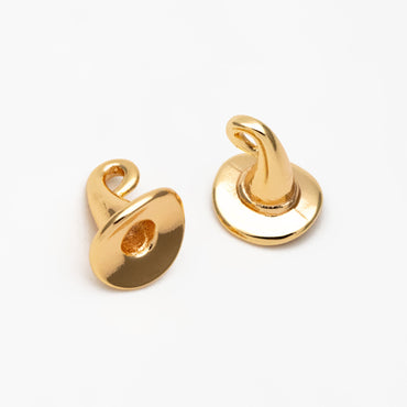 10pcs Gold Magic Hat Charm, Real Gold plated Brass, Witch Wizard Hat Charms (GB-4155)