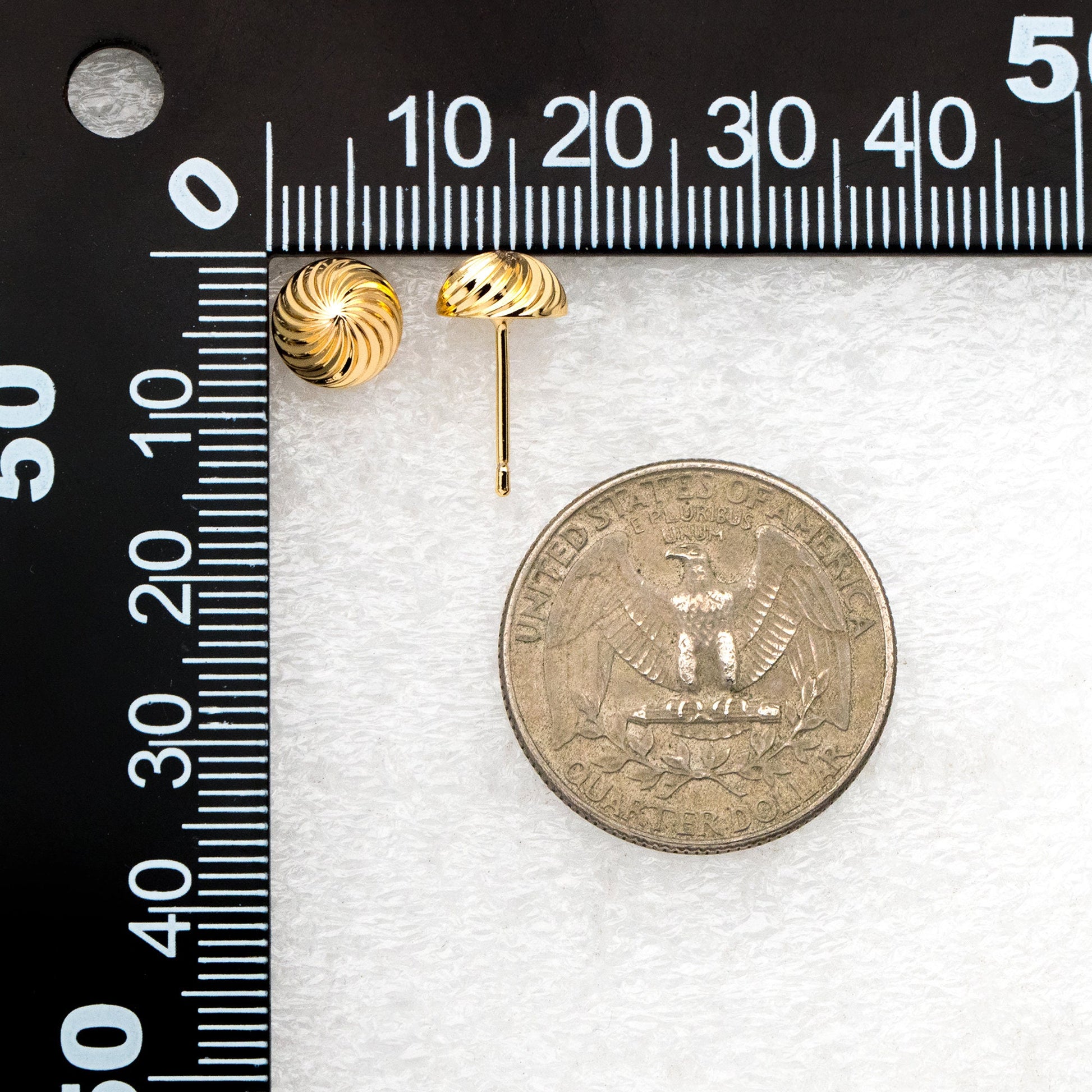 10pcs Gold Vortex Round Earrings, 18K Gold plated Brass, Geometric Stud Earrings (GB-4157)