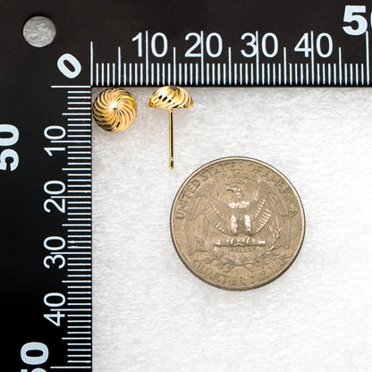 10pcs Gold Vortex Round Earrings, 18K Gold plated Brass, Geometric Stud Earrings (GB-4157)