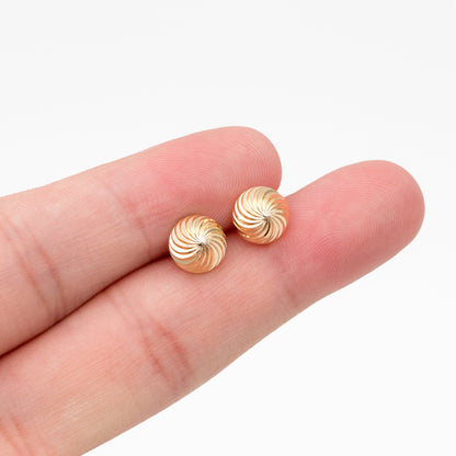 10pcs Gold Vortex Round Earrings, 18K Gold plated Brass, Geometric Stud Earrings (GB-4157)