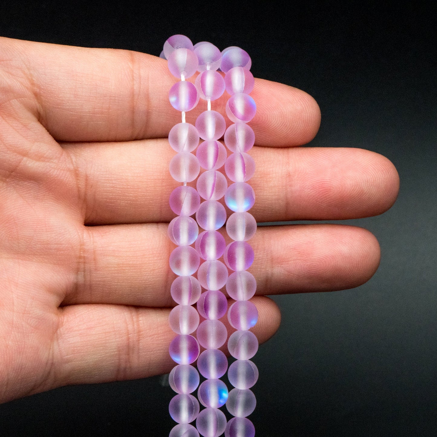 6mm Frosted Mystic Mermaid Glass Round Beads 6mm, 14.5" Strand (TR-074)