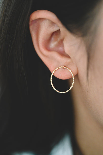 10pcs Circle Ear Posts 20mm, Gold / Rhodium Plated Brass, Geometric Ring Stud Earrings (#GB-2248)