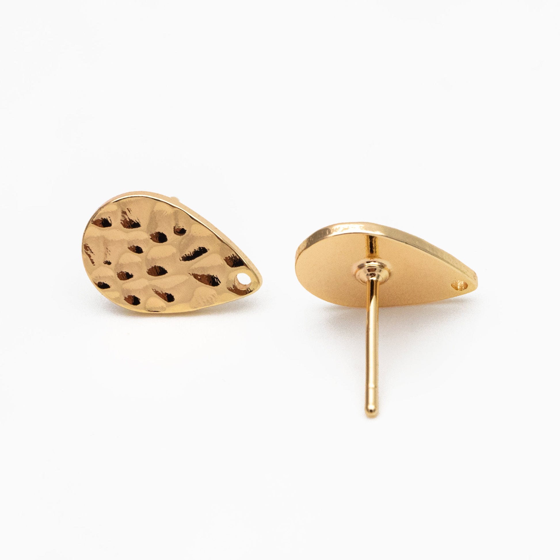 10pcs Gold Teardrop Earring with Loop, 11.5x8mm, 18K Gold Plated Brass Geometric Earring Studs (GB-4160)