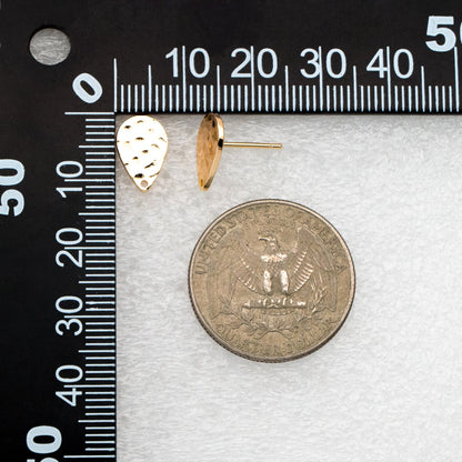 10pcs Gold Teardrop Earring with Loop, 11.5x8mm, 18K Gold Plated Brass Geometric Earring Studs (GB-4160)