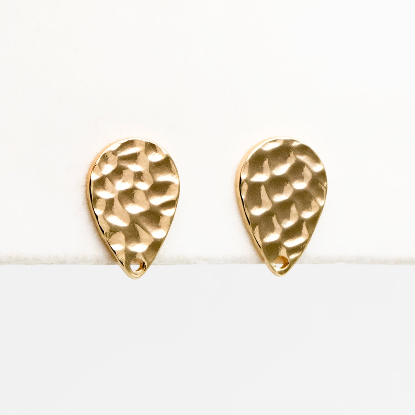 10pcs Gold Teardrop Earring with Loop, 11.5x8mm, 18K Gold Plated Brass Geometric Earring Studs (GB-4160)