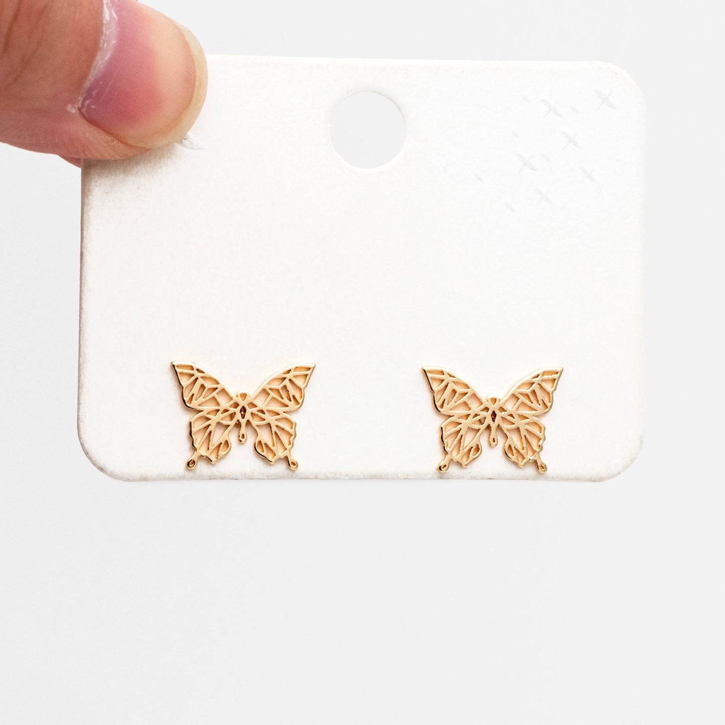 10pcs Gold Hollow Butterfly Earrings, Gold plated Brass, Dianty Butterfly Ear Studs, Jewelry Supplies (GB-4161)