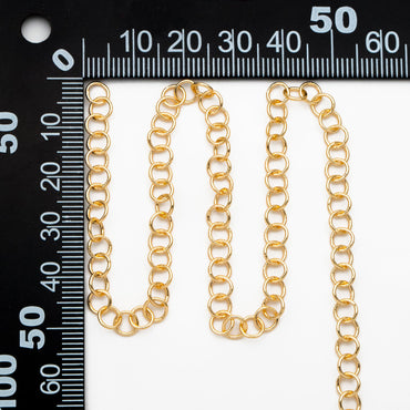 Gold/ Silver Tone Round Loop Chain 5mm, 18K Real Gold/ Rhodium plated Brass, Circle Link Chains (#LK-604)/ 1 Meter=3.3ft