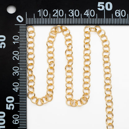 Gold/ Silver Tone Round Loop Chain 5mm, 18K Real Gold/ Rhodium plated Brass, Circle Link Chains (#LK-604)/ 1 Meter=3.3ft