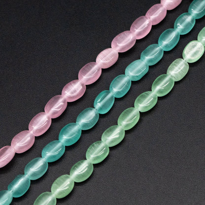 Cats Eye Beads Flat Oval 7x5mm, Full 14.5 inch strands (TR-077)