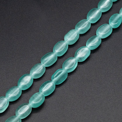 Cats Eye Beads Flat Oval 7x5mm, Full 14.5 inch strands (TR-077)