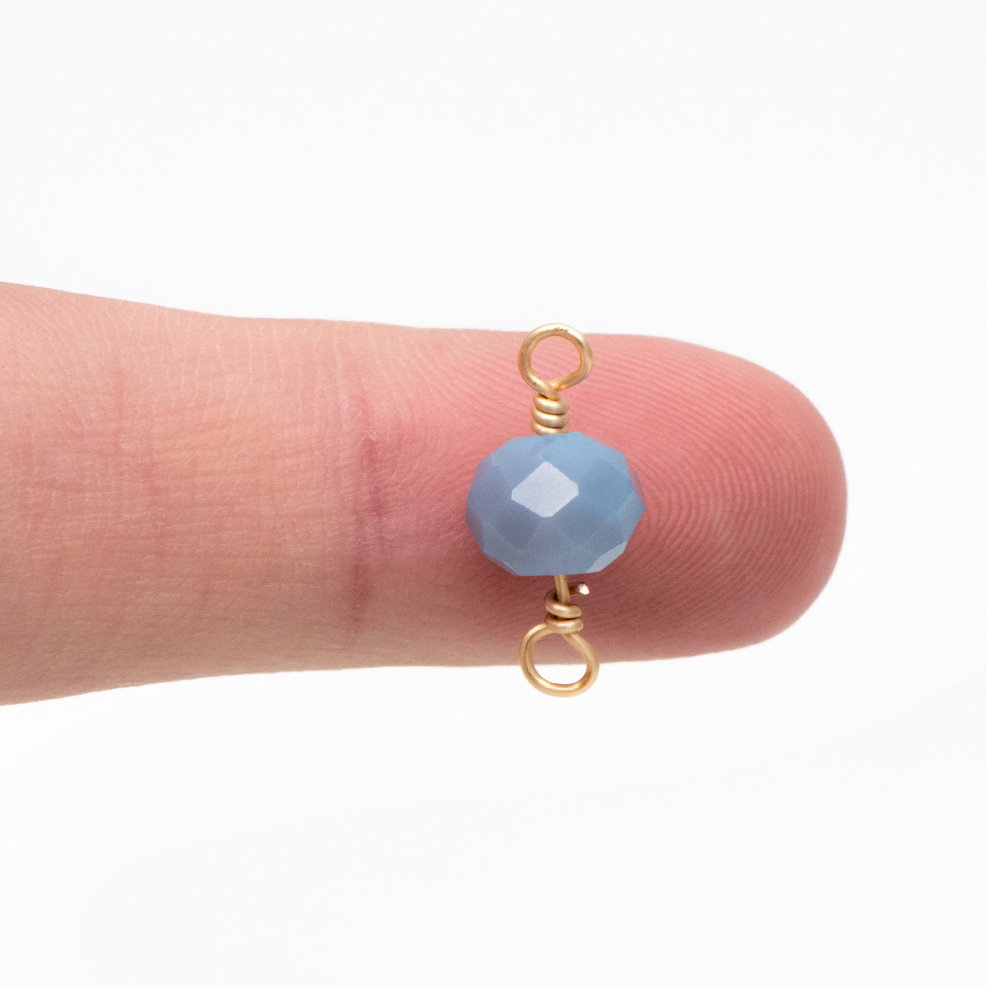 20pcs Crystal Rondelle Beaded Connectors, Glass Beads 8x6mm, 18K Gold Wire Charms, Diy Material Findings (GB-4133)