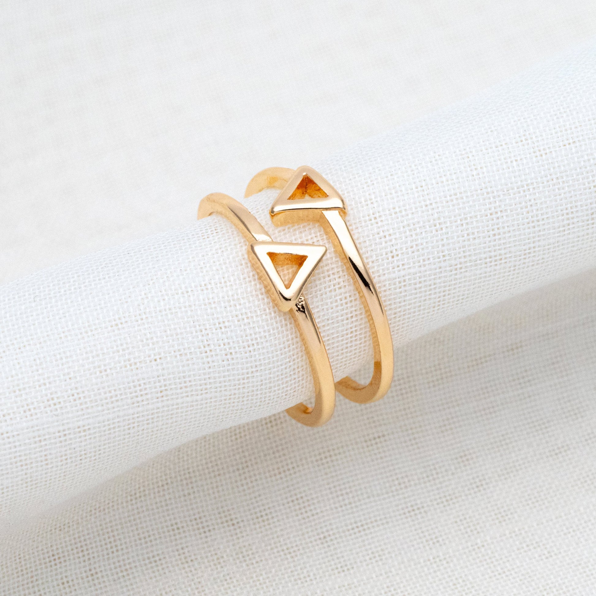 4pcs Gold/ Silver Double Band Triangle Ring, Everyday Ring, Fashion Rings, Dainty Rings, Adjustable Ring (#GB-4167)