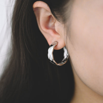 10pcs Silver tone Round Circle Ear Posts 28mm, Rhodium plated Brass, Geometric Hoop Stud Earrings (GB-1797-2)