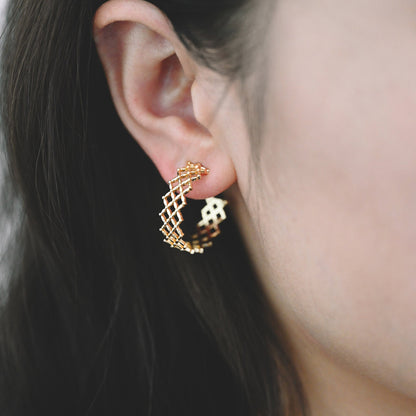 10pcs Gold/ Silver Tone Hoop Earrings, Geometric Round Stud Earrings (GB-1802)